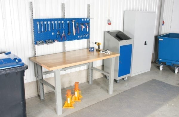 Cityramp Worktable with 5 drawers steel board 2000x800mm